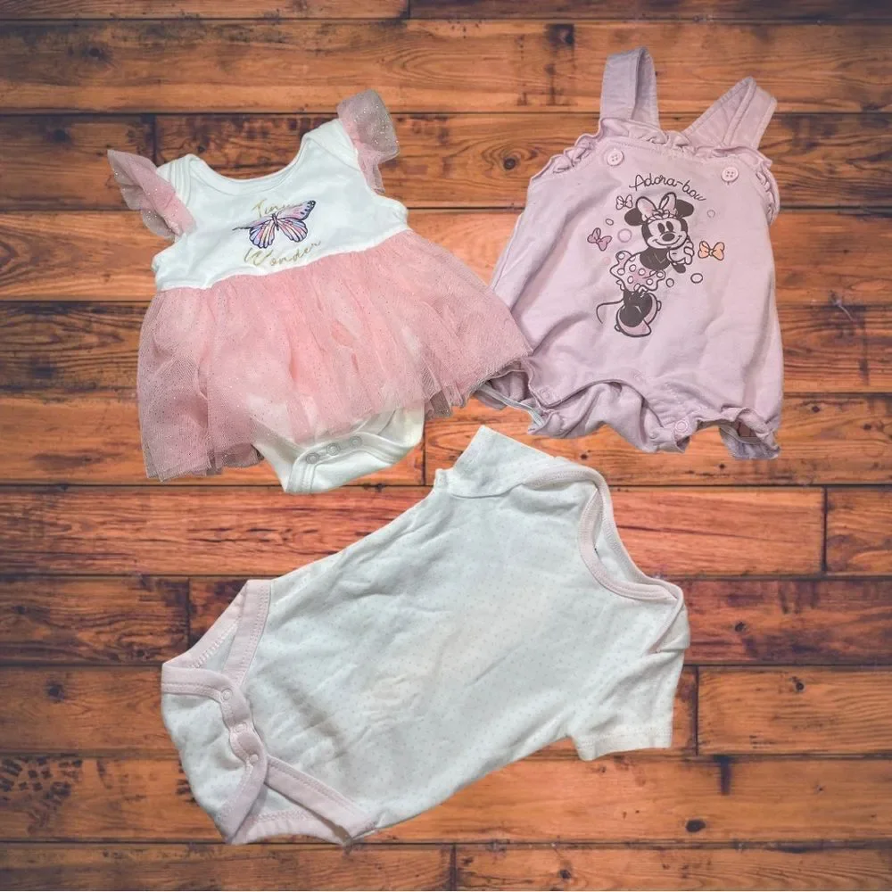 5 for $25🔥Set Of 3 Baby Girl Clothing Pieces Size 0-3